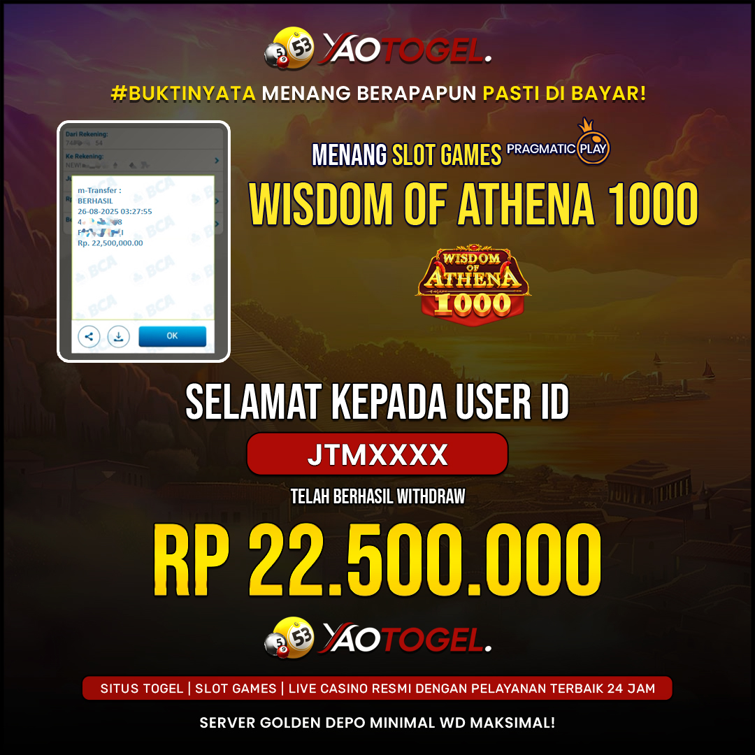 YAOTOGEL - BERHASIL JACKPOT WISDOM OF ATHENA 1000