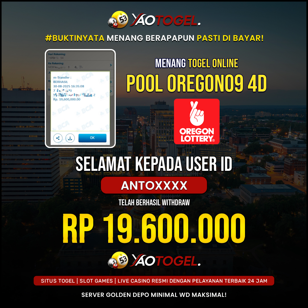YAOTOGEL - BERHASIL JACKPOT TOGEL ONLINE POOL OREGON09 4D