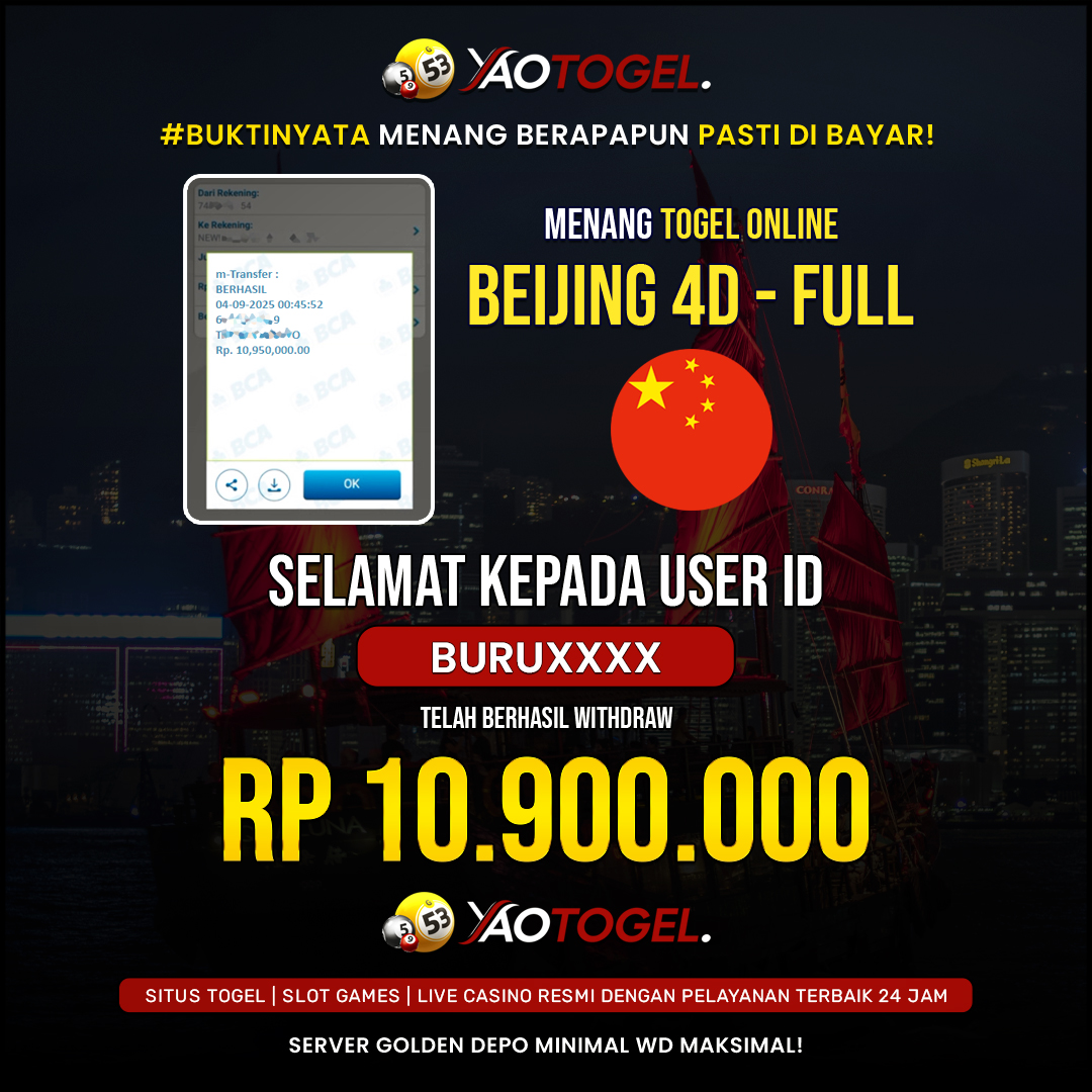 YAOTOGEL - BERHASIL JACKPOT TOGEL ONLINE BEIJING 4D - FULL