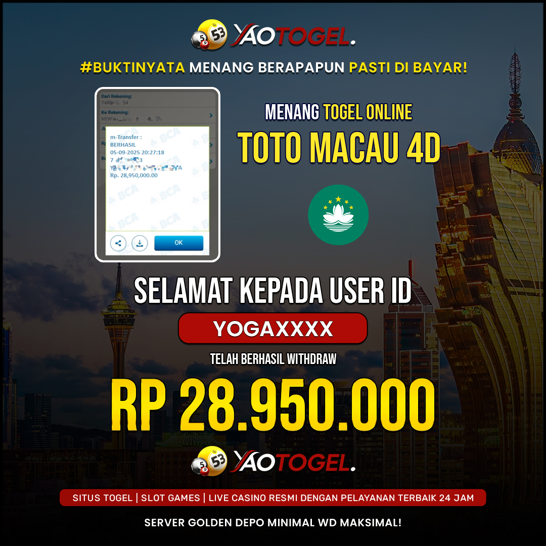 YAOTOGEL - BERHASIL JACKPOT TOTO MACAU 4D