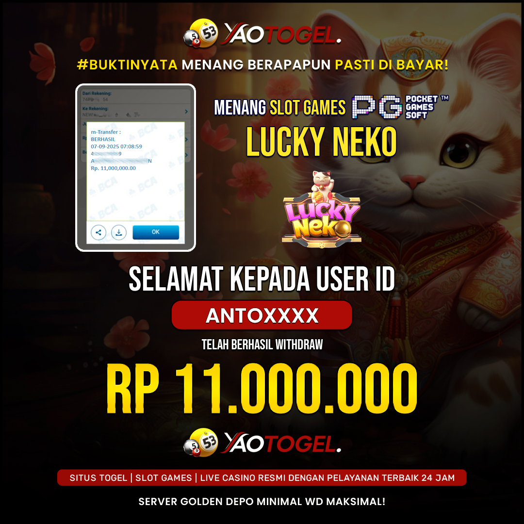 YAOTOGEL - BERHASIL JACKPOT LUCKY NEKO