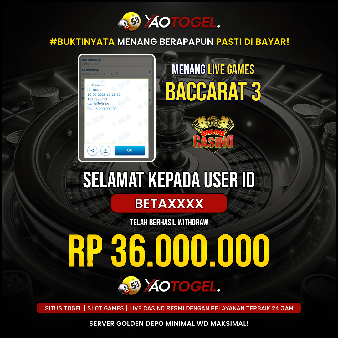 YAOTOGEL - BERHASIL JACKPOT LIVE CASINO BACCARAT