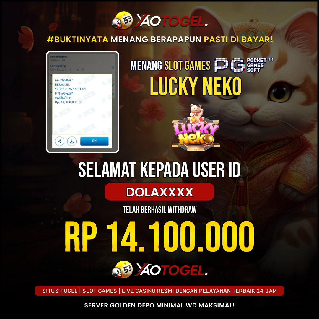 YAOTOGEL - BERHASIL JACKPOT LUCKY NEKO
