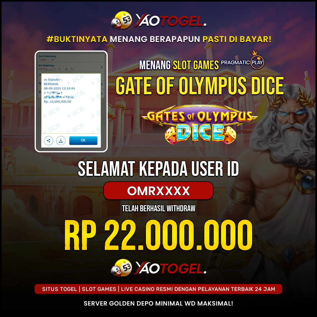 YAOTOGEL - BERHASIL JACKPOT GATES OF OLYMPUS DICE