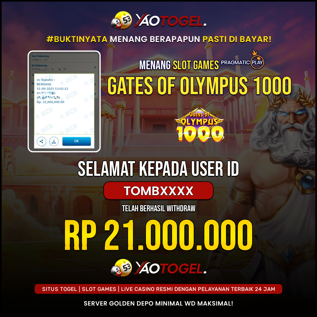 YAOTOGEL - BERHASIL JACKPOT GATES OF OLYMPUS 1000