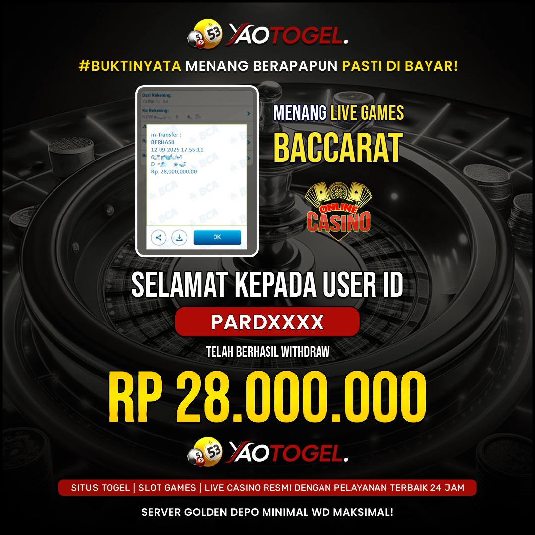 YAOTOGEL - BERHASIL JACKPOT LIVE CASINO BACCARAT