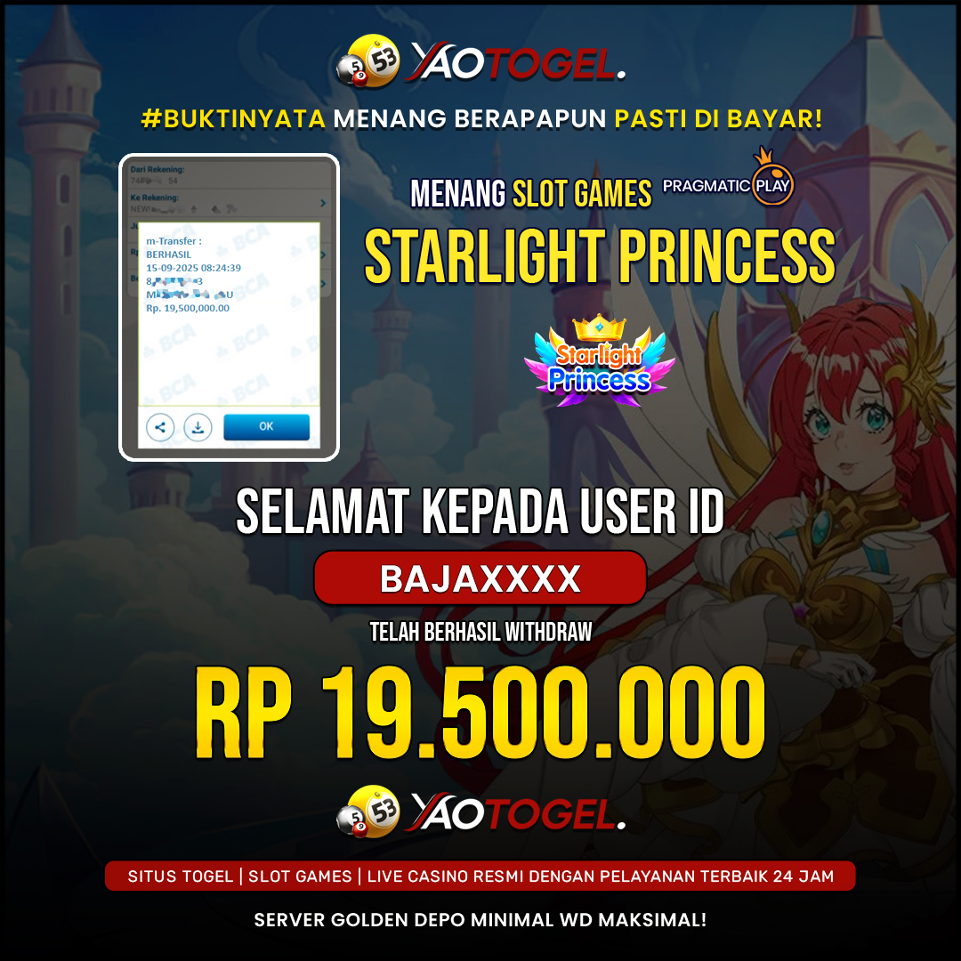 YAOTOGEL - BERHASIL JACKPOT STARLIGHT PRINCESS