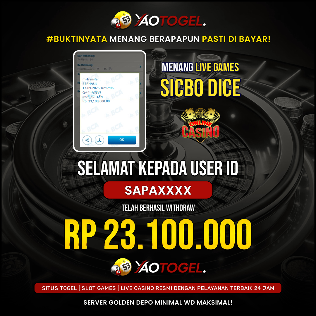 YAOTOGEL - BERHASIL JACKPOT LIVE GAMES SICBO DICE