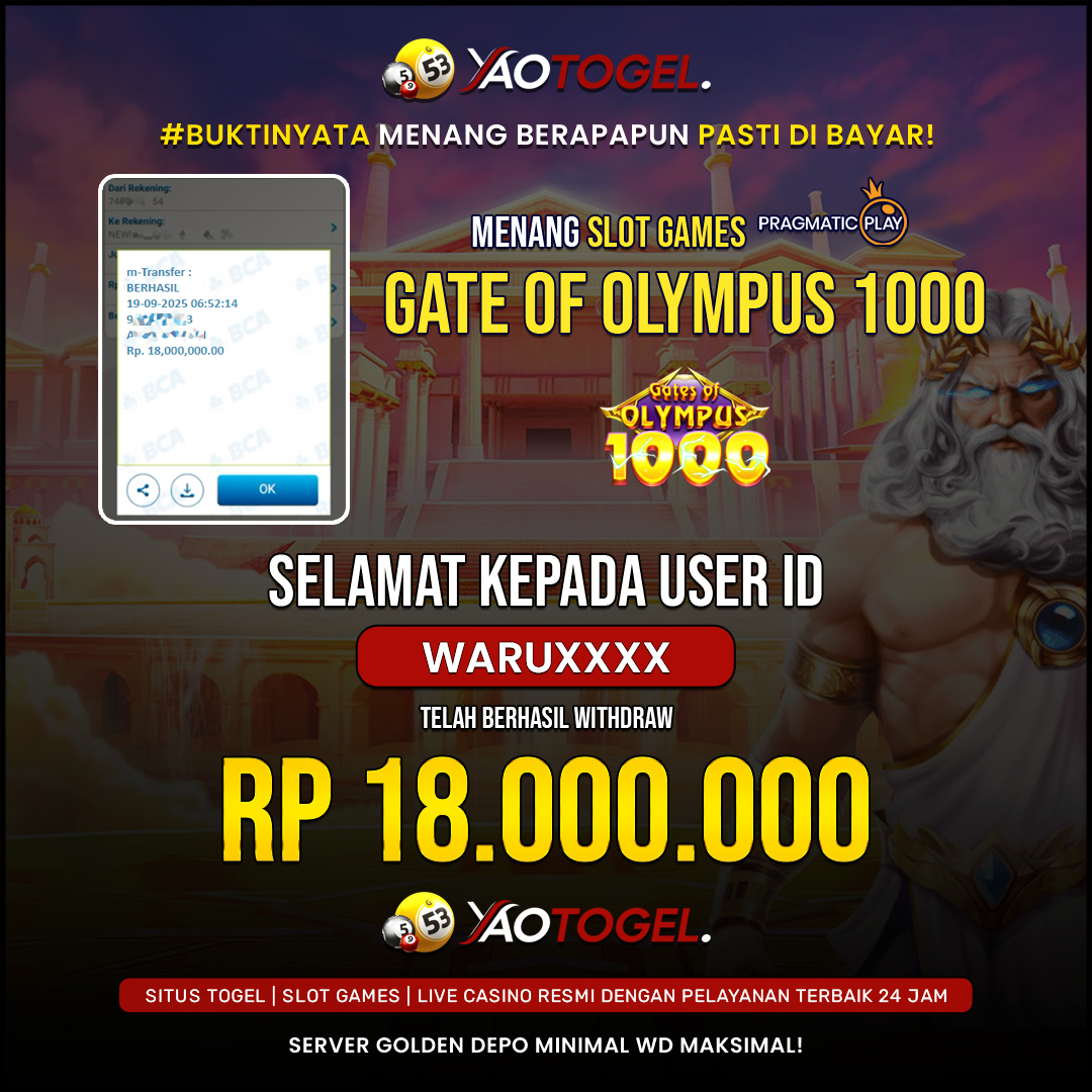 YAOTOGEL - BERHASIL JACKPOT GATES OF OLYMPUS 1000