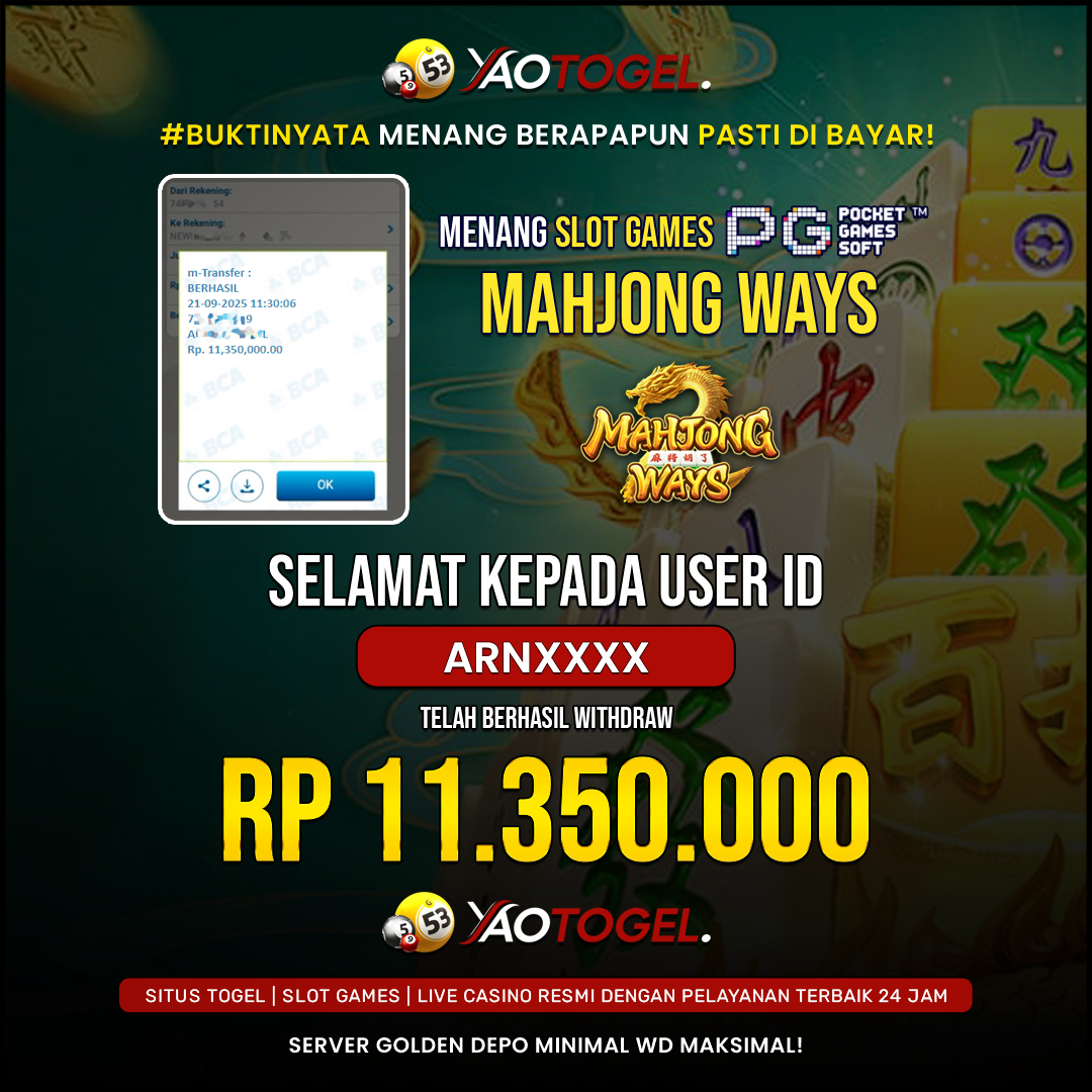 YAOTOGEL - BERHASIL JACKPOT MAHJONG WAYS