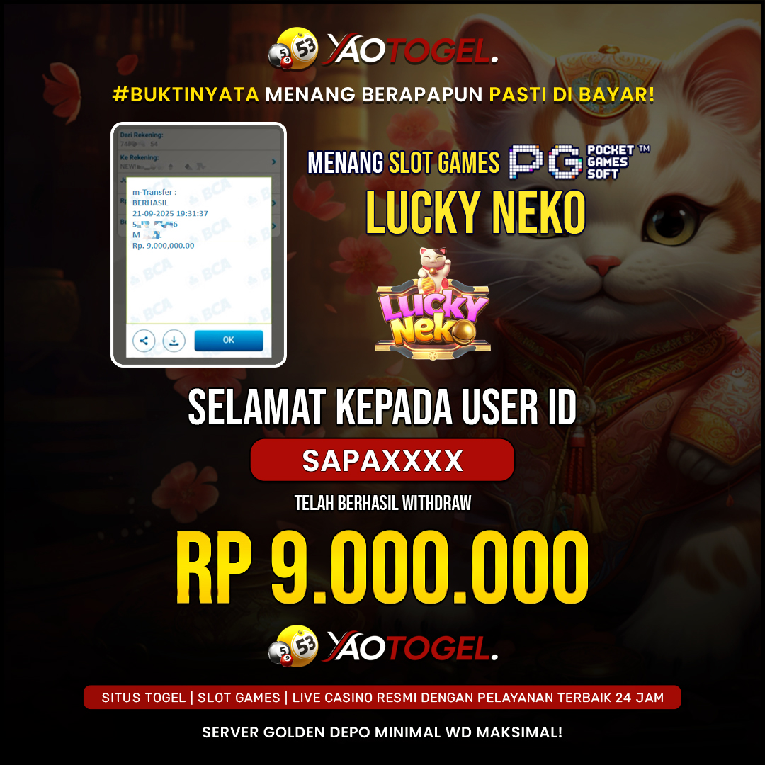 YAOTOGEL - BERHASIL JACKPOT LUCKY NEKO