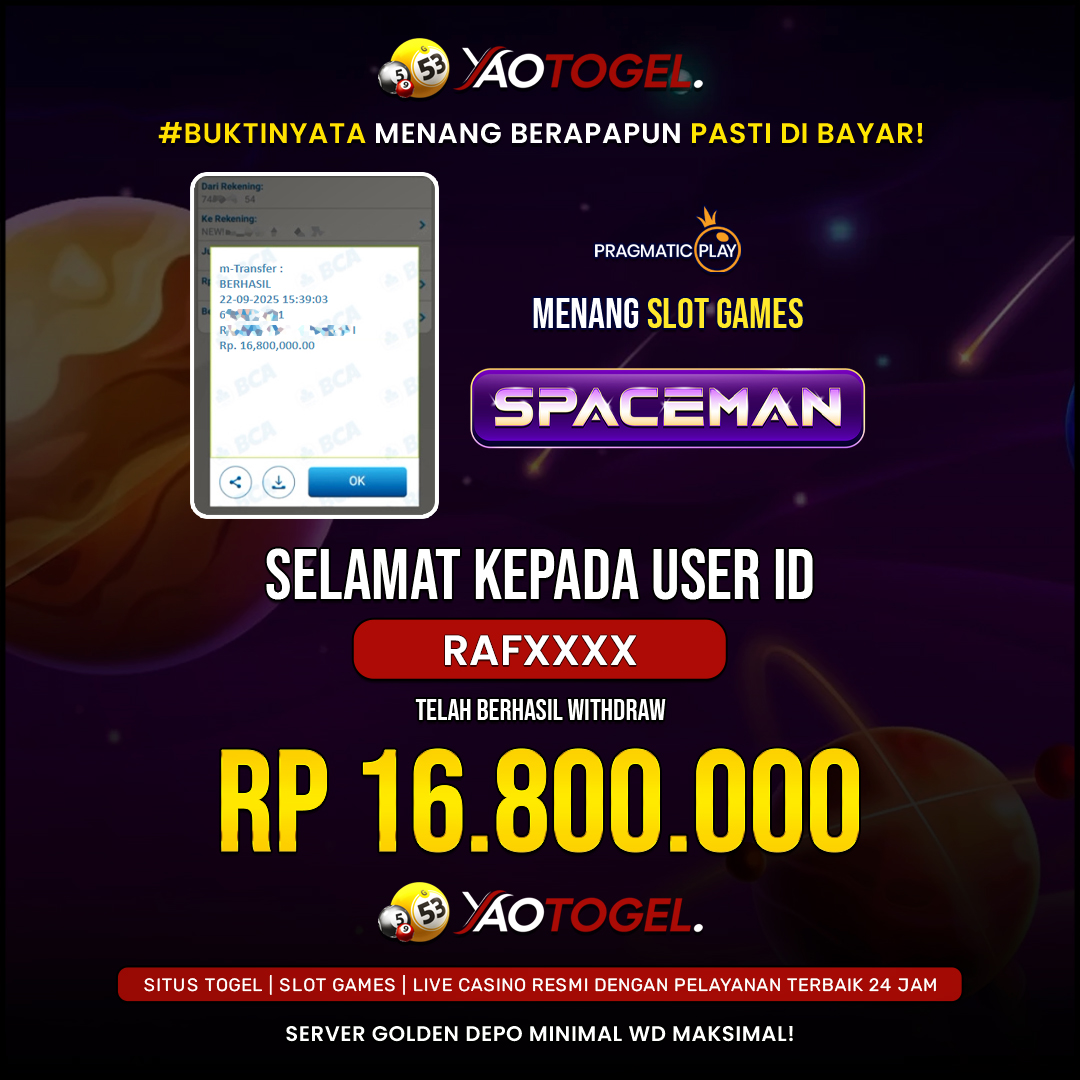 YAOTOGEL - BERHASIL JACKPOT SPACEMAN