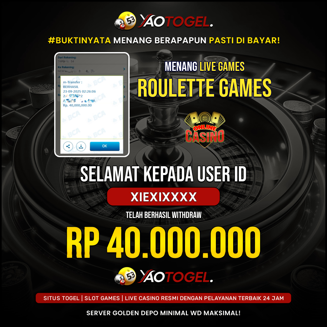 YAOTOGEL - BERHASIL JACKPOT LIVE GAMES ROULETTE