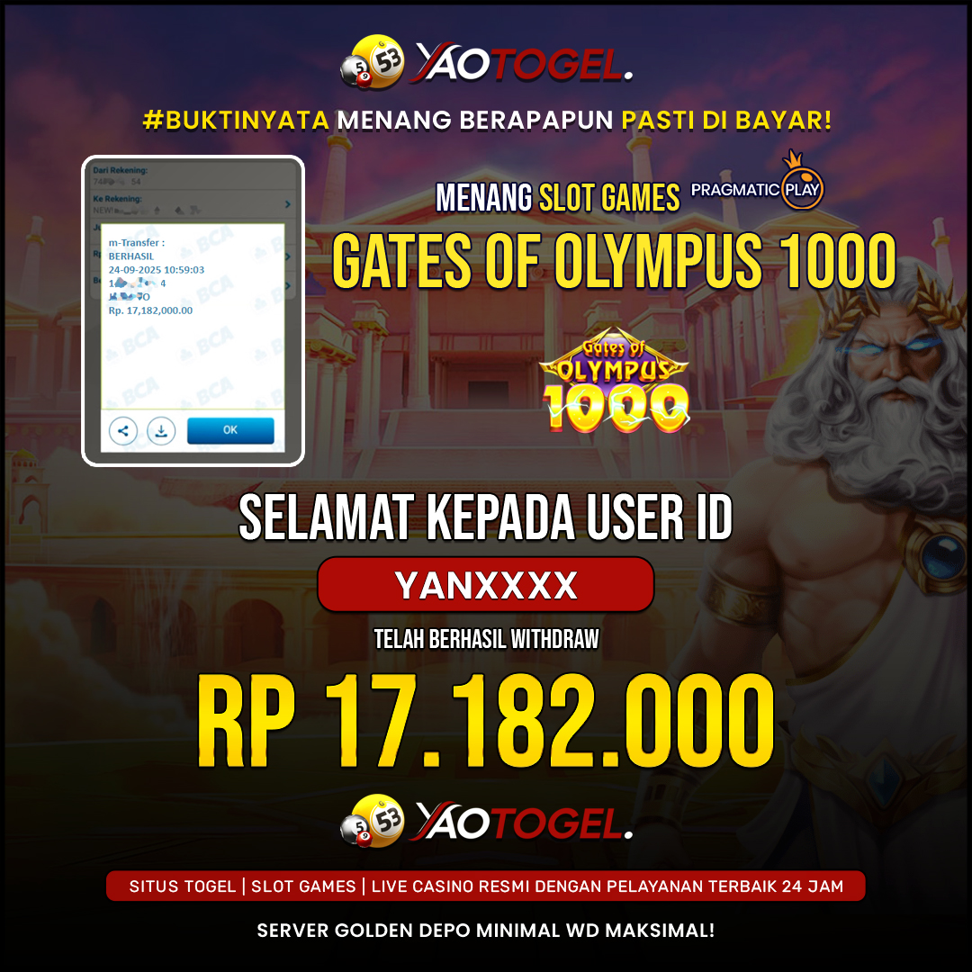 YAOTOGEL - BERHASIL JACKPOT GATES OF OLYMPUS 1000