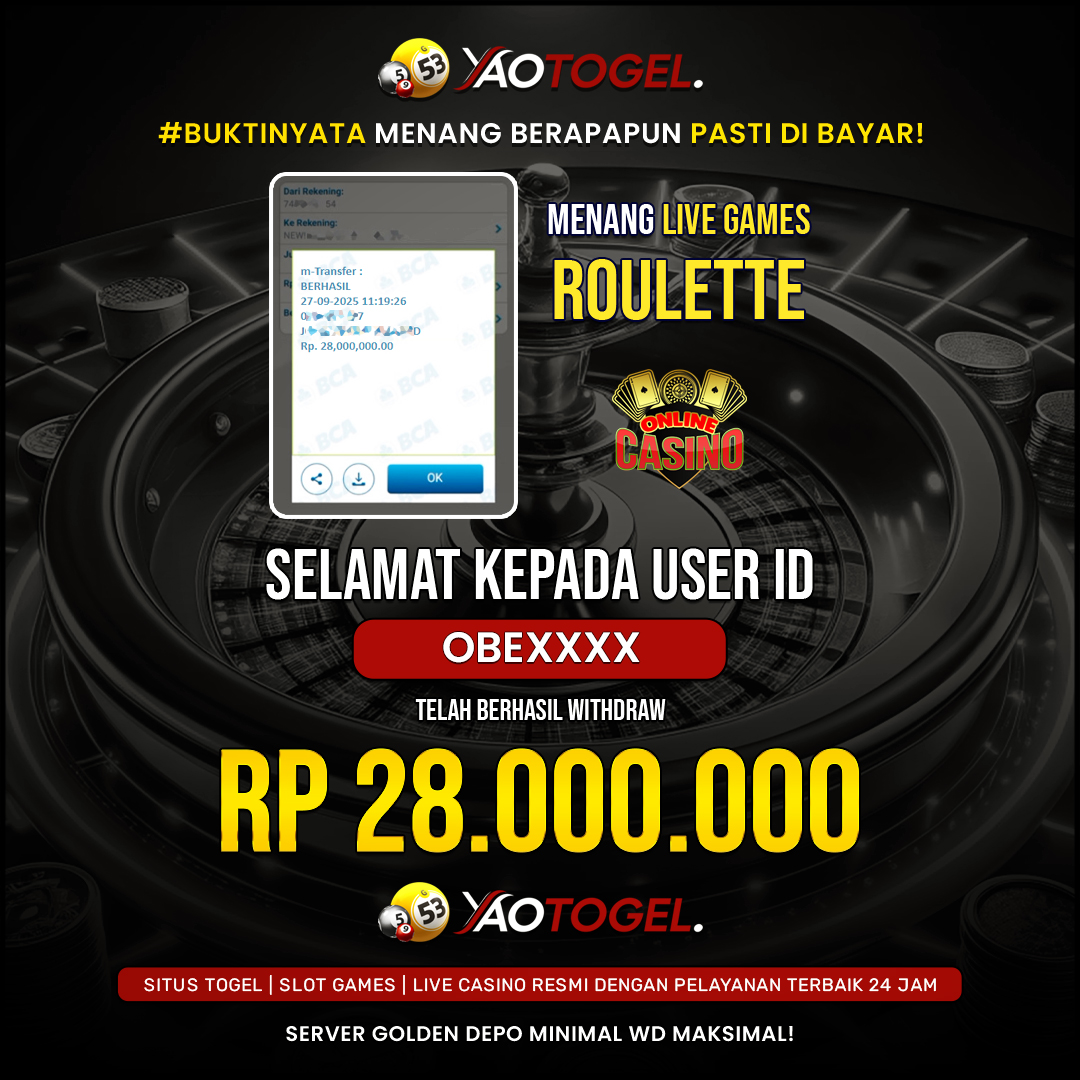 YAOTOGEL - BERHASIL JACKPOT LIVE GAMES ROULETTE