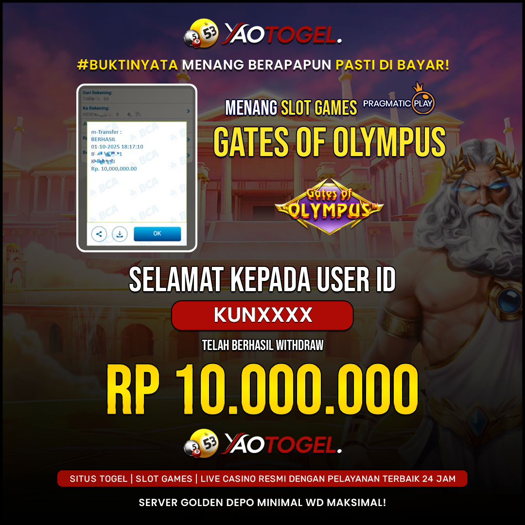 YAOTOGEL - BERHASIL JACKPOT GATES OF OLYMPUS