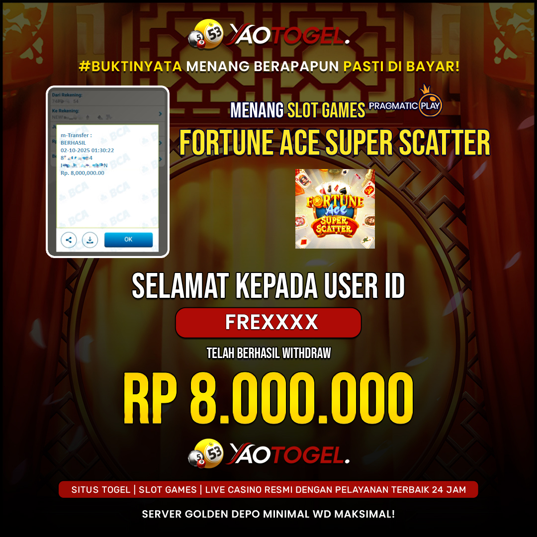 YAOTOGEL - BERHASIL JACKPOT FORTUNE ACE SUPER SCATTER