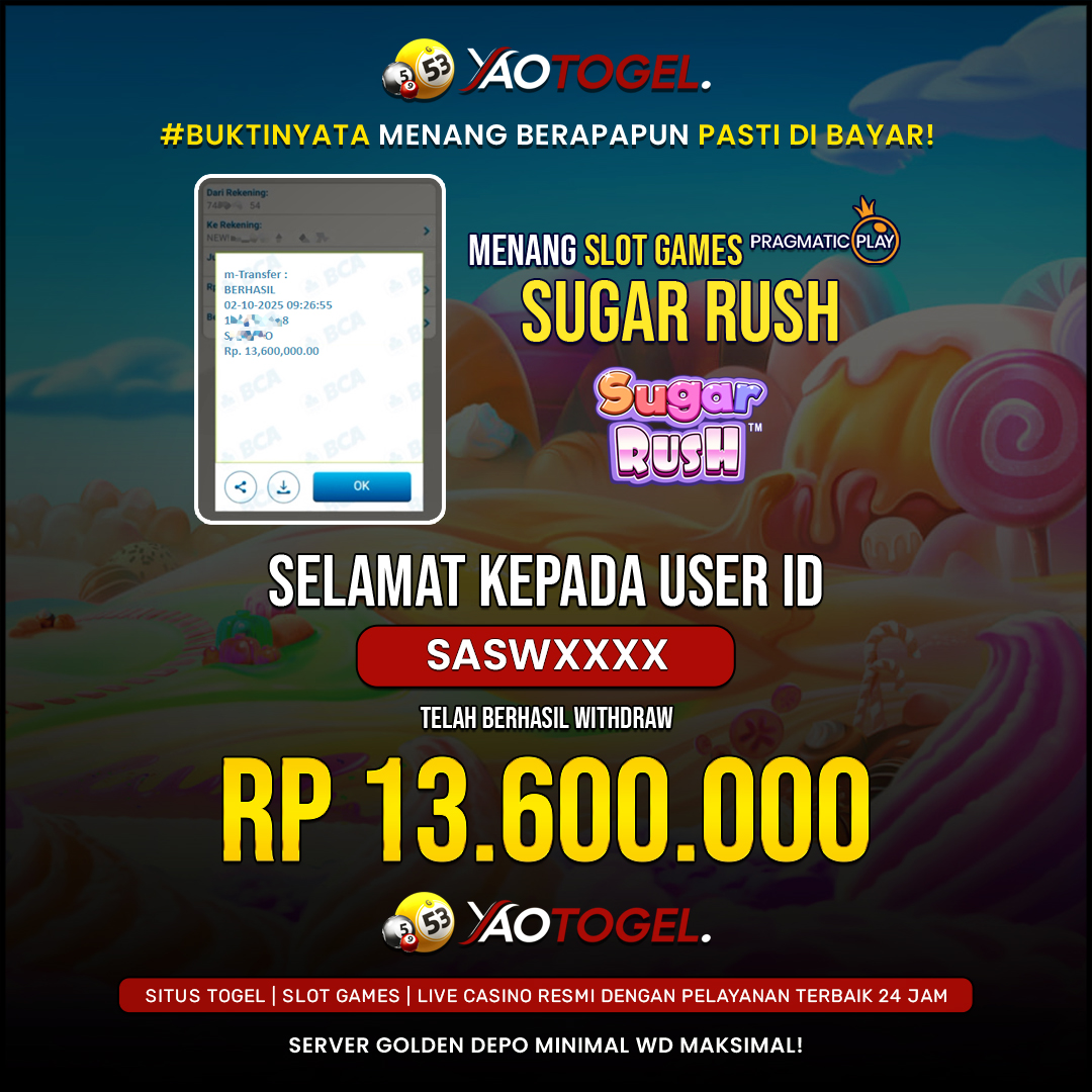 YAOTOGEL - BERHASIL JACKPOT SUGAR RUSH